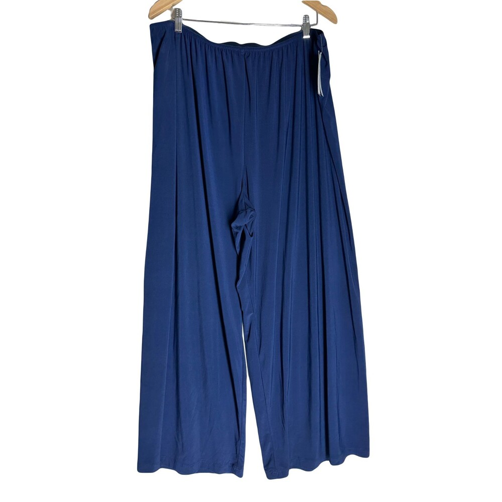 NWT ALEX EVENINGS Womens Wide leg Pull On Pants Stretchy Dark Navy Cocktail 3X